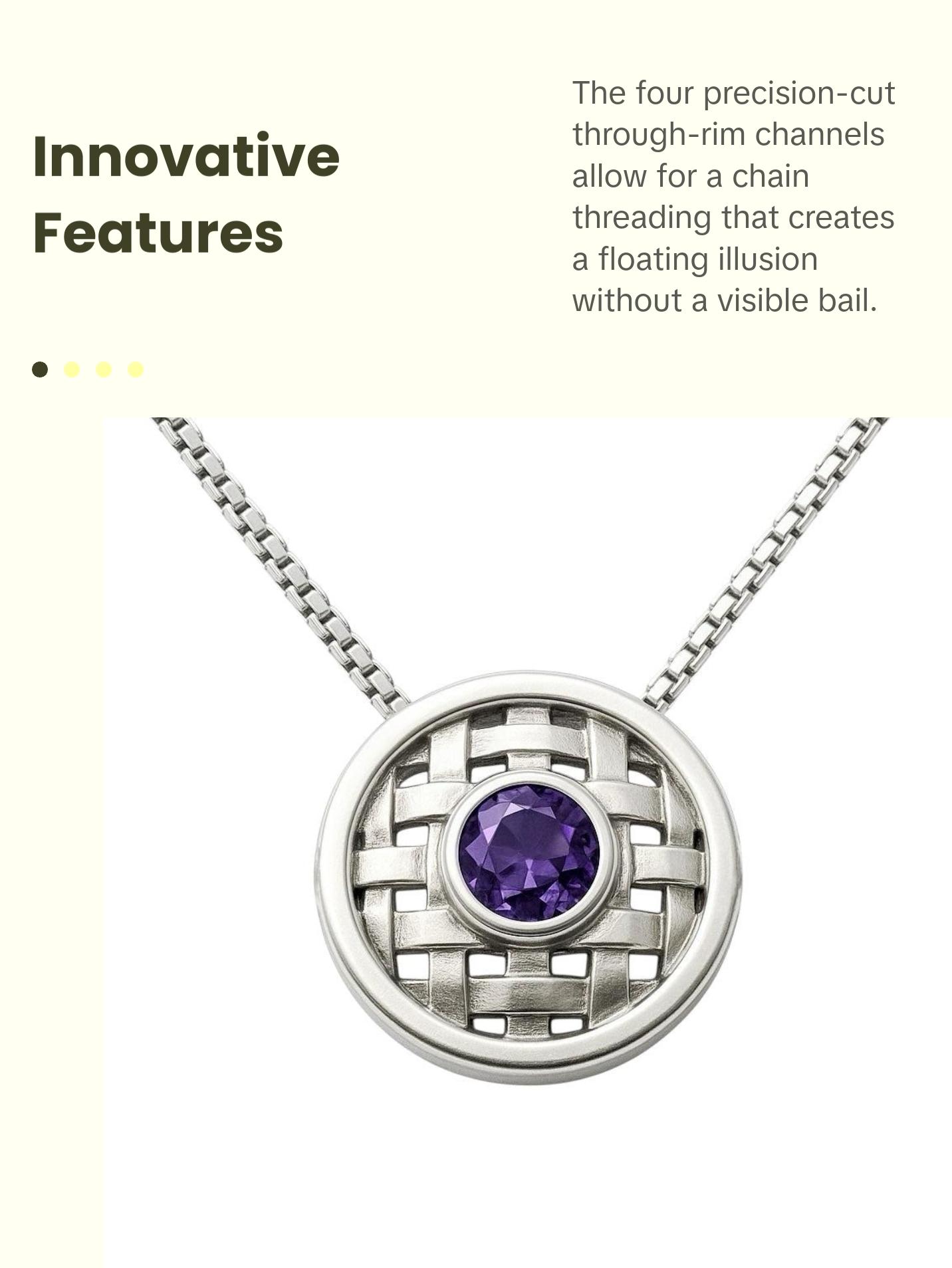 Basotho Amethyst Sterling Silver Basket Weave Pendant Necklace