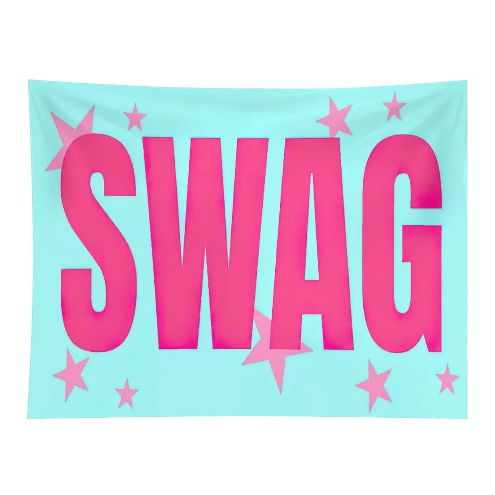 SWAG Pink Letter Tapestry Aqua Star Wall Hanging, Bold Preppy Quote Tapestry for Teen Bedroom Dorm Decor