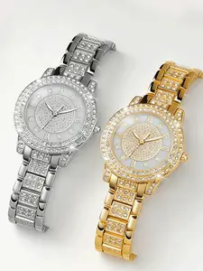 Diamond encrusted watch accessory set, women's quartz jewelry set, watch