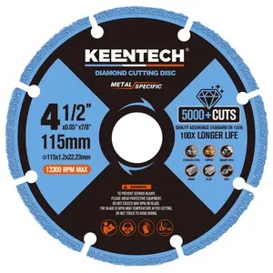 KEENTECH 4 1/2 x 7/8 Inch Diamond Cut Off Wheel for Metal Cutting, Diamond Blades VCompatible with Angle Grinder