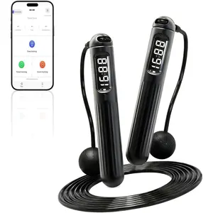 LMMAKE 2 in 1 Smart Jump Rope APP Control Data Record Cordless with Counter for All Ages Adjustable Skipping Rope for Cardio Fitness Indoor Outdoor