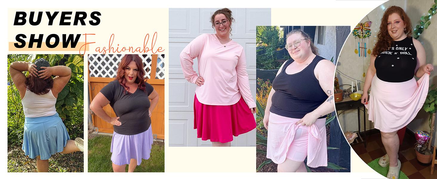 COOTRY Women's 【Plus Size】 Pleated Tennis Skirt with Shorts High Waisted Tummy Control Athletic Golf Skorts High Waisted Workout Skirts with 2 Pockets & Internal Drawcord | 2026 summer clothes | 2026 Spring Break Gift For Easter's Day Mother's Day tiktok