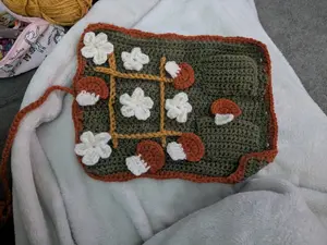 Handmade Crochet Tic Tac Toe To Go Boards America Portable & Eco Friendly Gift for Kids Adults with 10 Crocheted Pieces Durable Washable Design