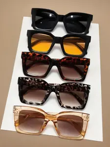 5-Piece Large Frame Sunglasses Set, Fashionable Casual Protective Glasses, Perfect for Street Parties, Outdoor Activities, Driving, Travel, Gifts
