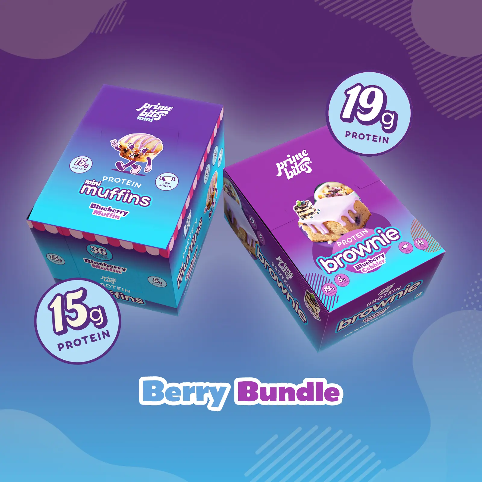 Prime Bites Berry Bundle - Blueberry Protein Brownies & Muffins Prime Bites Berry Bundle - Blueberry Protein Brownies & Muffins