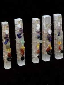 7 Chakra Natural Stone Wand for Meditation, Healing Crystal Roller Stick for Charging and Cleansing, Chakra Healing Crystals, Perfect Yoga Decoration Gift