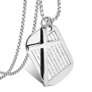fashion classic stainless steel cross pendant trendy man versatile army necklace
