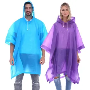 Rain ponchos for adults men women  reusable eva clear poncho rain coats waterproof jackets with hood