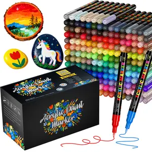 36/72/120/188 Colors Acrylic Paint Pens Markers, 0.7mm Extra Fine Tip Acrylic Paint Markers for Rock Painting, Ceramic, Wood, Plastic, Canvas, Glass, Card Making, DIY Crafts & Art Supplies