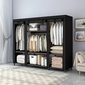 1pc Simple Assembly Wardrobe, sturdy and durable, All-steelTube Storage Rack, Clothes Storage Shelf, Bedroom DormAccessories, Home Storage And Organization