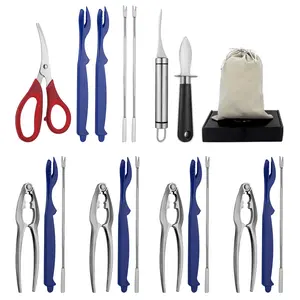 20-Piece Seafood Utensil Kit – Crab Claw Cracker, Lobster Pliers, Seafood Forks, Oyster Knife, Shrimp Cleaner, Scissor – Comes with Carry Pouch – Perfect for Crawfish Boil, Shrimp Party