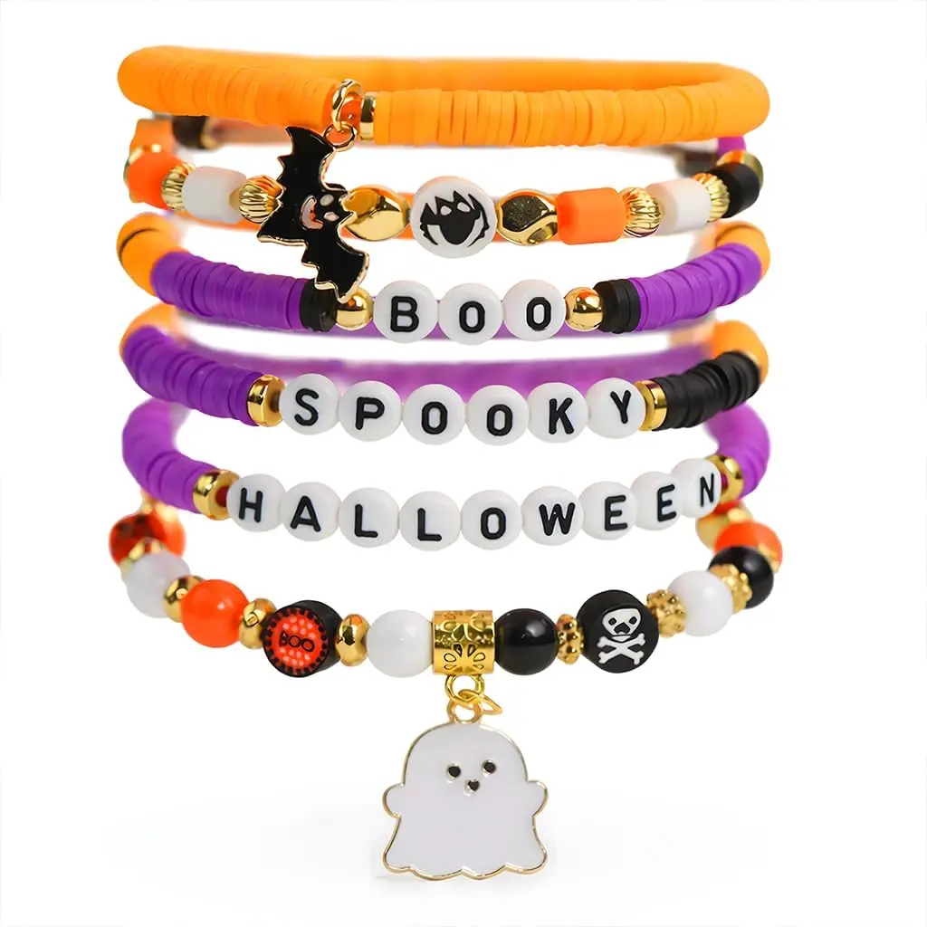 Halloween Party Favors 6 Pack Halloween Bracelets for Kids Halloween Toys and Treats Party Favor Gifts Goodie Bag Fillers Halloween Crafts & Party Supplies for Boys & Girls