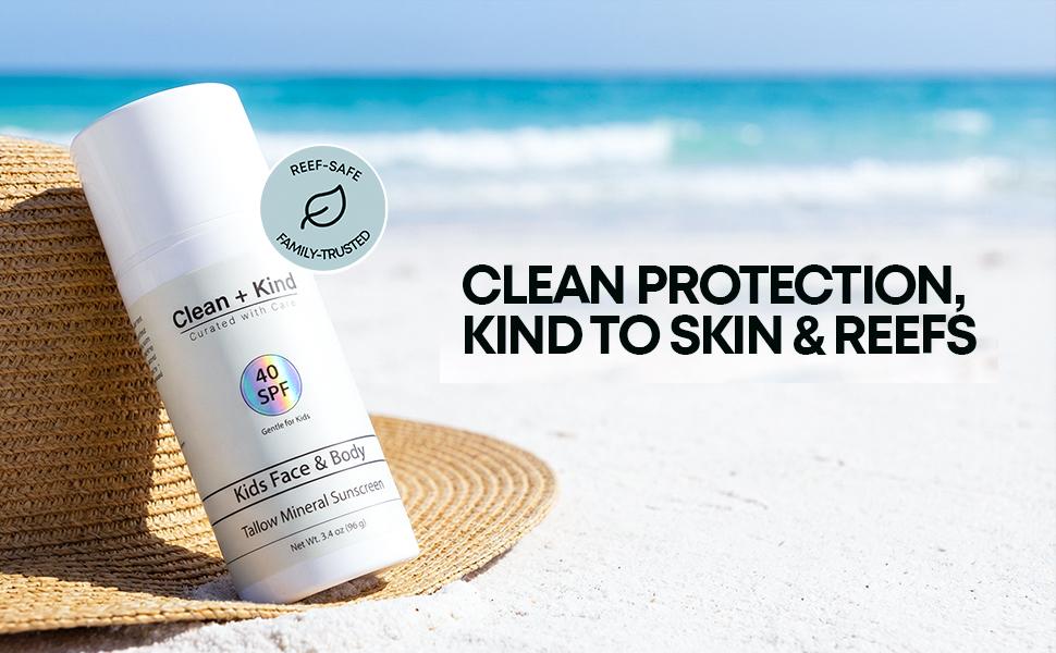 Clean + Kind Kids Tallow Mineral Sunscreen SPF 40 — Zero Toxins, Reef-Safe, Gentle for Babies & Kids 6M+ | 3.4 oz
