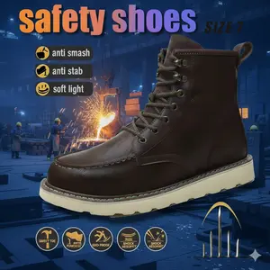 Breathable Men’s Steel Toe Protection Boots: Anti-Slip, Anti-Crushing, Puncture-Proof, Secure Fit for All-Season Wear