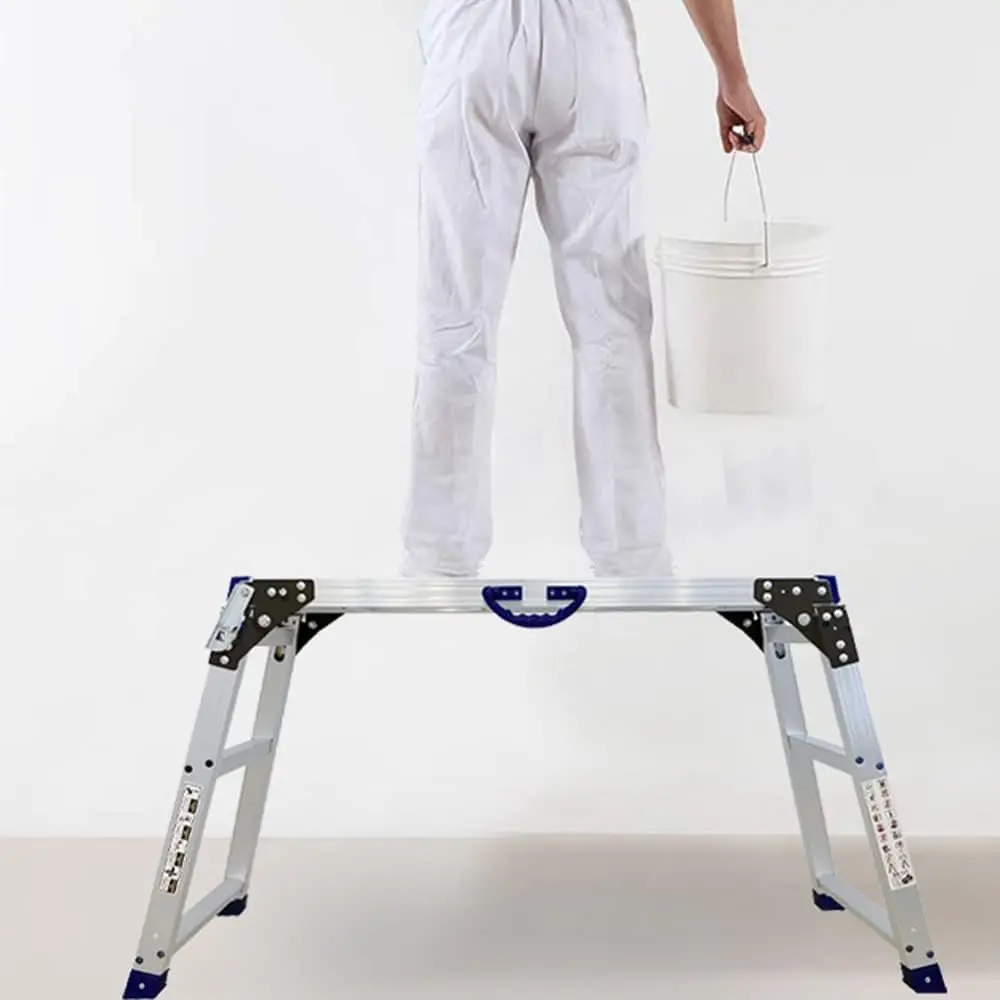 LEADALLWAY Work Platform 39"x12",50 Gear Adjustable Height 25 to 35 inches Portable Folding Aluminum Step Ladder of Capacity 330 Lbs Heavy Duty | 50 Gear Adjustable Height 25 to 35 inches, Portable Folding, 330 Lbs Capacity, Heavy Duty