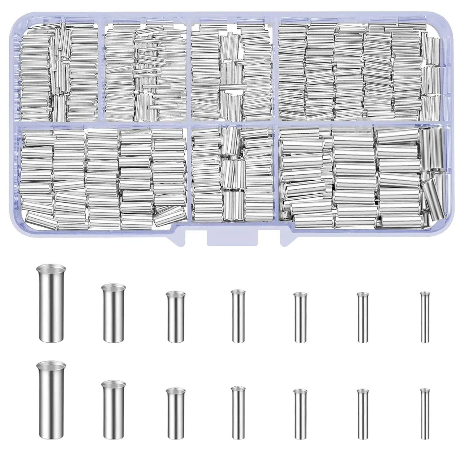 650 count 7 Sizes Wire Ferrules Kit, Tinned Copper Crimp Connectors, 22-18 AWG 16-14 AWG 12-10 AWG Non Insulated Electrical  Pin Cord End Terminals, Wire Copper Crimp Fitting Ferrules