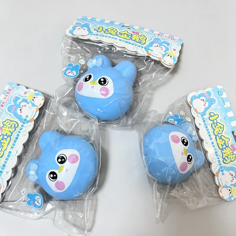Kawaii Bunny-Penguin Stress Relief Squishy Toy - Soft Stretchy Squeeze, Skin-Friendly Elasticity, Fluid Fill Sticky Fidget, Sensory Play Aid for Anxiety, Ideal Birthday Gifts