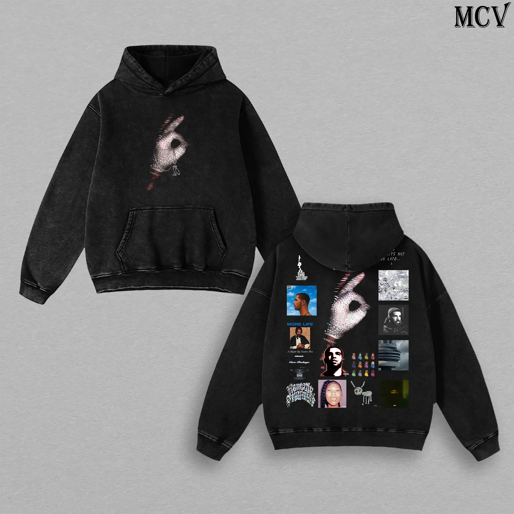 Vintage Drake Ice Man Album Graphic Washed Hoodie / T-Shirt, Retro Drizzy Frozen Bird Tracklist Heavy Cotton T-Shirt, Two Sided Oversized Washed Streetwear Shirt, Y2K Hip Hop Rap Fan Gift Tee for Men Women and Music Collectors