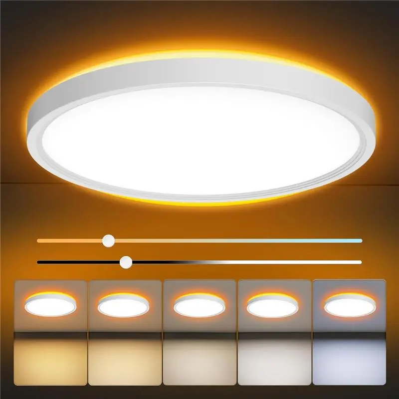 Flush Mount Ceiling Light, 12 Inch LED Ceiling Light with Night Light 2000K, 27W 2700LM 5 Level CCT, 10%-100% Dimmable Brightness, Ceiling Light Fixture for Bedroom, Living Room, ETL Listed