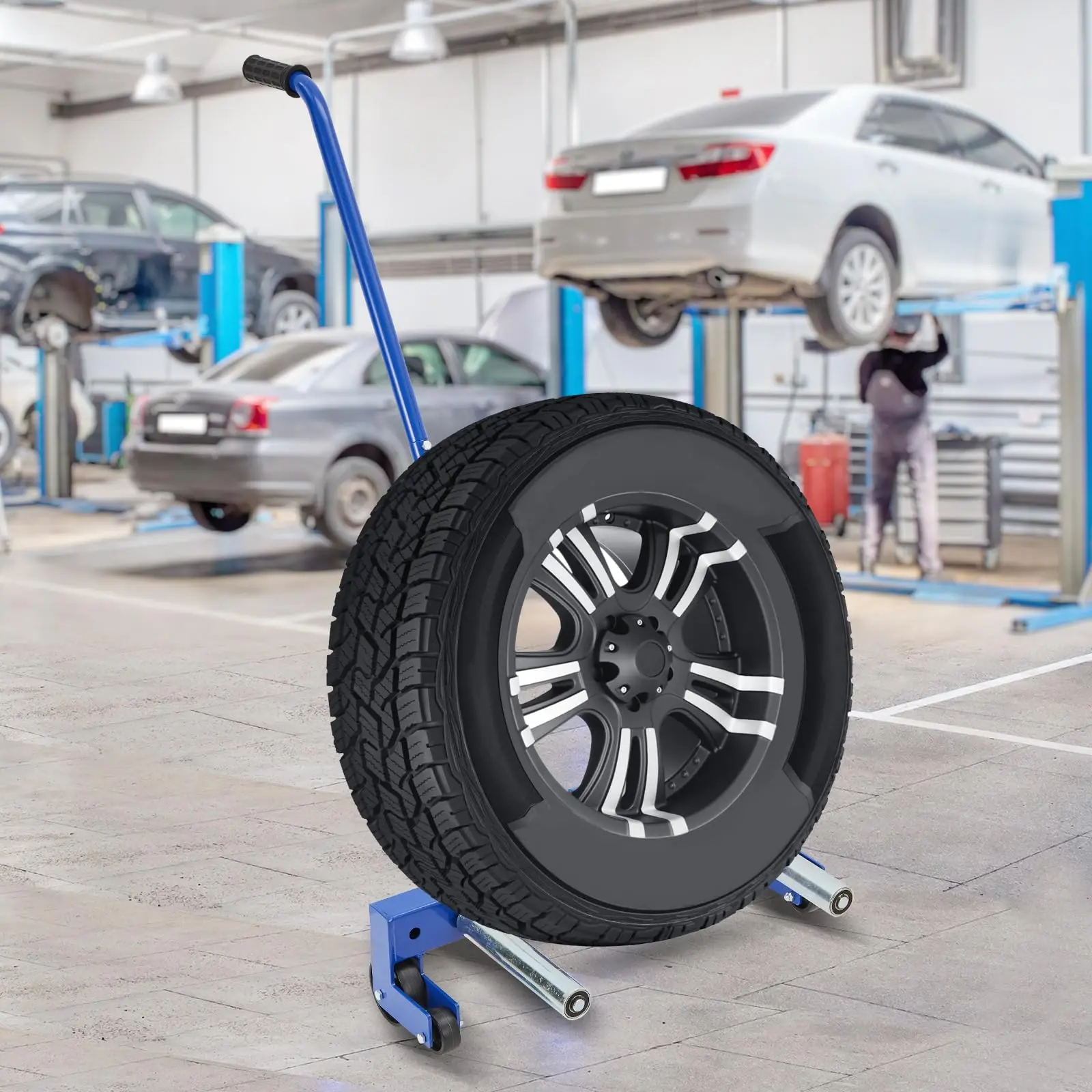 Garvee Heavy-Duty Adjustable Tire Dolly Cart, 500 lb Capacity Wheel/Tire Mover for 12-24 in, Roller Tire Transport for Garage/Shop
