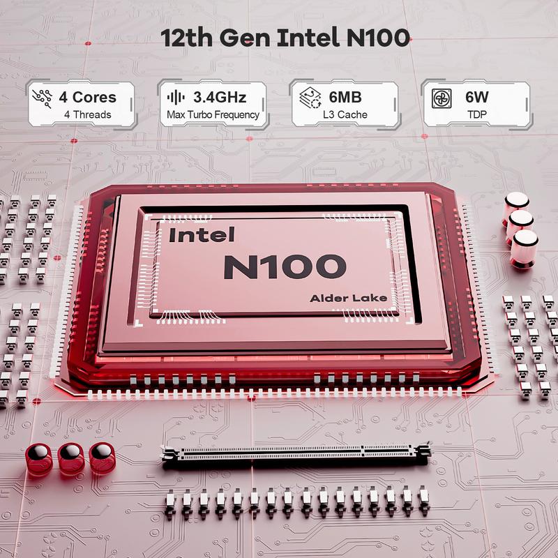 NIMO Mini PC Desktop, 12th Gen N100(Beat i3 1115G4) Mini Desktop Computers with USB3.2 BT5.2 WiFi 6, 8GB/16GB RAM 256GB/512GB/1TB SSD 4K Triple-Monitor Display Micro Computer for Student Home Office