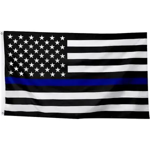 3x5FT Thin Blue Line Black And White American Flag Police Law Enforcement Defend Banner Wedding Outdoor Decoration
