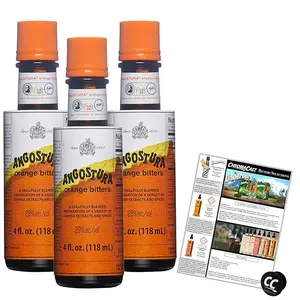 Angostura Orange Bitters 4oz Bottle 3-Pack Premium Ingredients for Exceptional Taste Rich Bitter Floral Nutty Cocoa Aromatic Botanicals