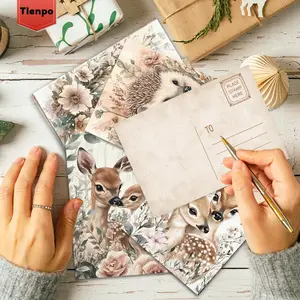 Animal Pattern Postcard, 32pcs/set Vintage Country Style Postcard, DIY Message Card, Wall Sticker, Memo Card, Indoor Decoration Card