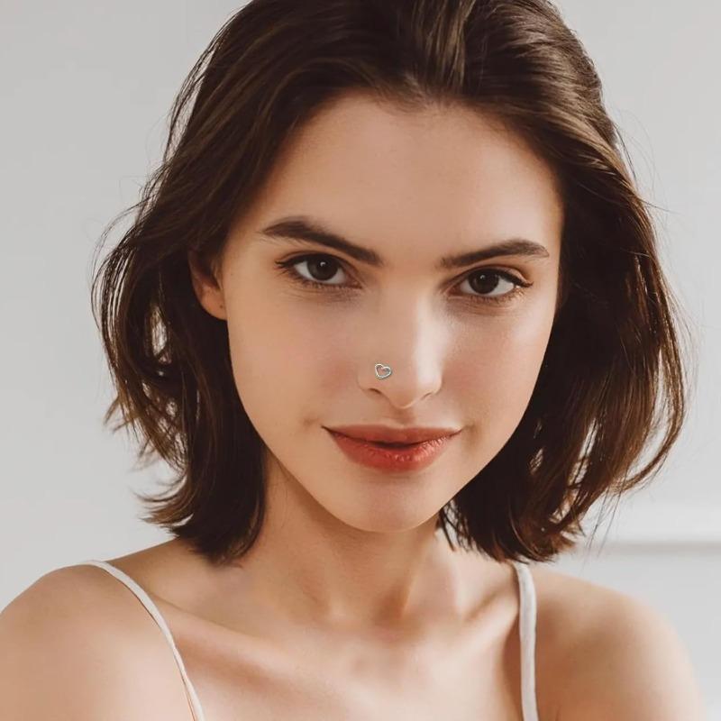 44PCS Hypoallergenic Nose Rings Set Surgical Stainless Steel Body Piercing Jewelry with Moon Star Heart Butterfly Designs Unisex Accessories for Women Men