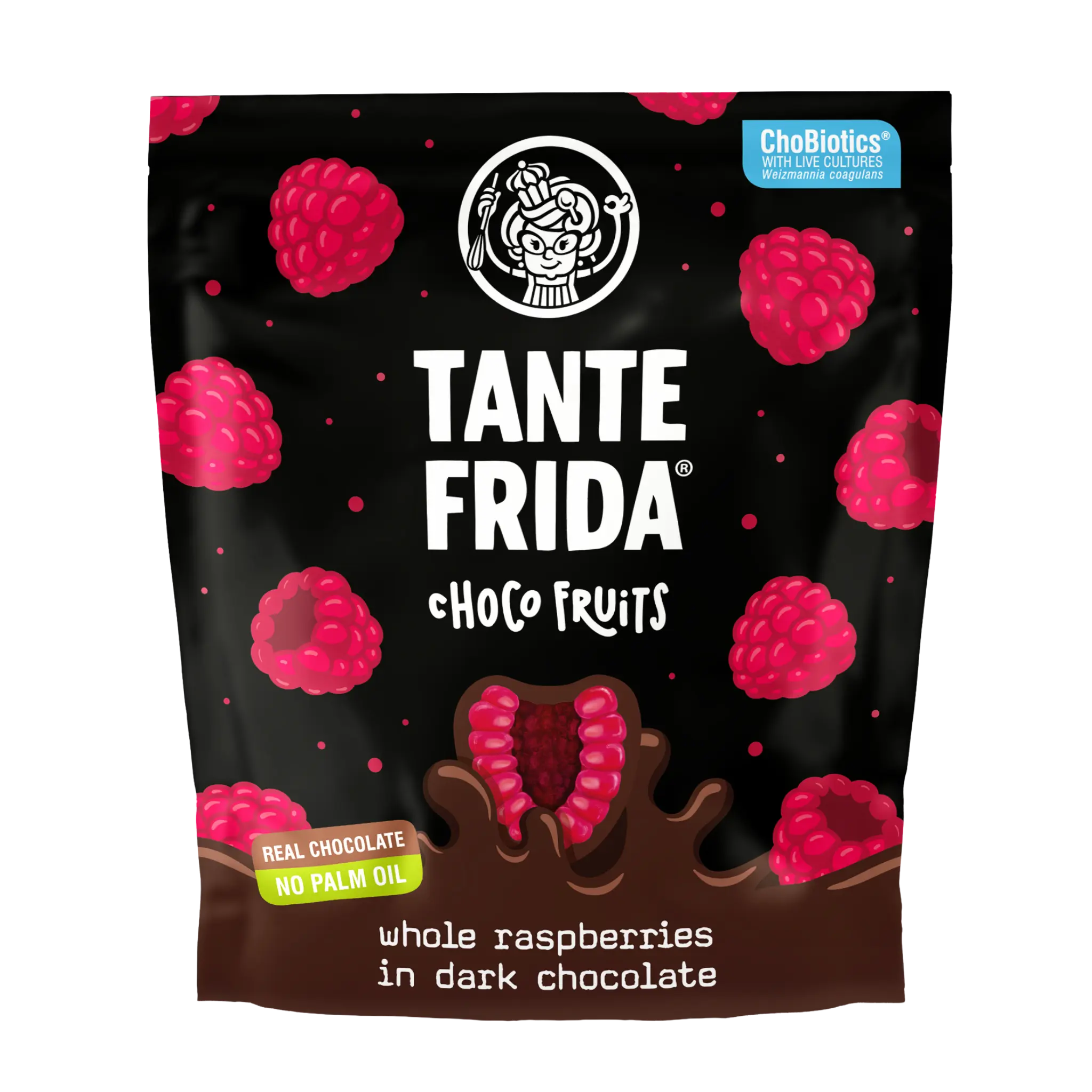 Choco Fruits whole raspberries in dark chocolate