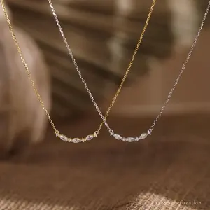 Smile Pendant Necklace | Minimalist Gold Diamond Necklace | Daily Wear & Gifts for Her