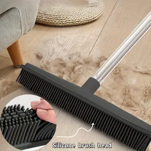 Pet Hair Cleaning Broom, Two-In-One Carpet Floor Brush, Rubber Material, Scraper Included, Suitable for Carpets, Hardwood Floors, Tiles