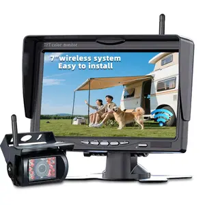 Wireless Backup Camera Rear View Camera with Bsd Alarm, 7 Inch Display, Suitable for Trucks, Buses, Rvs, Campers, Trailers, Digging Machines, Pickup