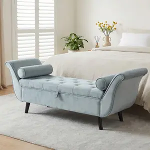 SZLIZCCC Velvet Storage Ottoman, 65" Long King Rolled Arm Bedroom End of Bed Bench, Bedroom Bench with Storage,Bedroom,Entryway, Living Room