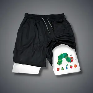 Double-Layer Sports Shorts Graphic Shorts Black Shorts Camo Shorts Streetwear Shorts Men Outfits Men Short Shorts Vacation Outfits Shorts