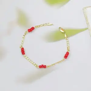 14K Gold Plated Beaded Bracelet Inlaid With Natural Wine Red Garnet, Exquisite Fashion Jewelry With Elegant Appearance, Delicate Wrist Accessory Suitable For Daily Wear And Holiday Gift Giving For Women