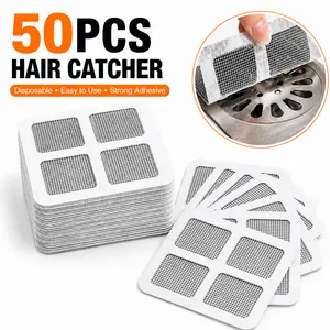 50PCS Drain Hair Catcher Disposable Shower Drain Cover Stop Hair Clogs for Bathroom & Sink Easy Clean Anti-Slip 304 Stainless Steel Protector