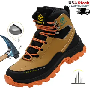 Men Steel Toe Cap Shoes For Work Boots Puncture-Proof Work Safety Shoes Protective Shoes Male Indestructible Shoes Water resistant Slip Resistant work hiking boots sneakers New Fashion Advanced color scheme
