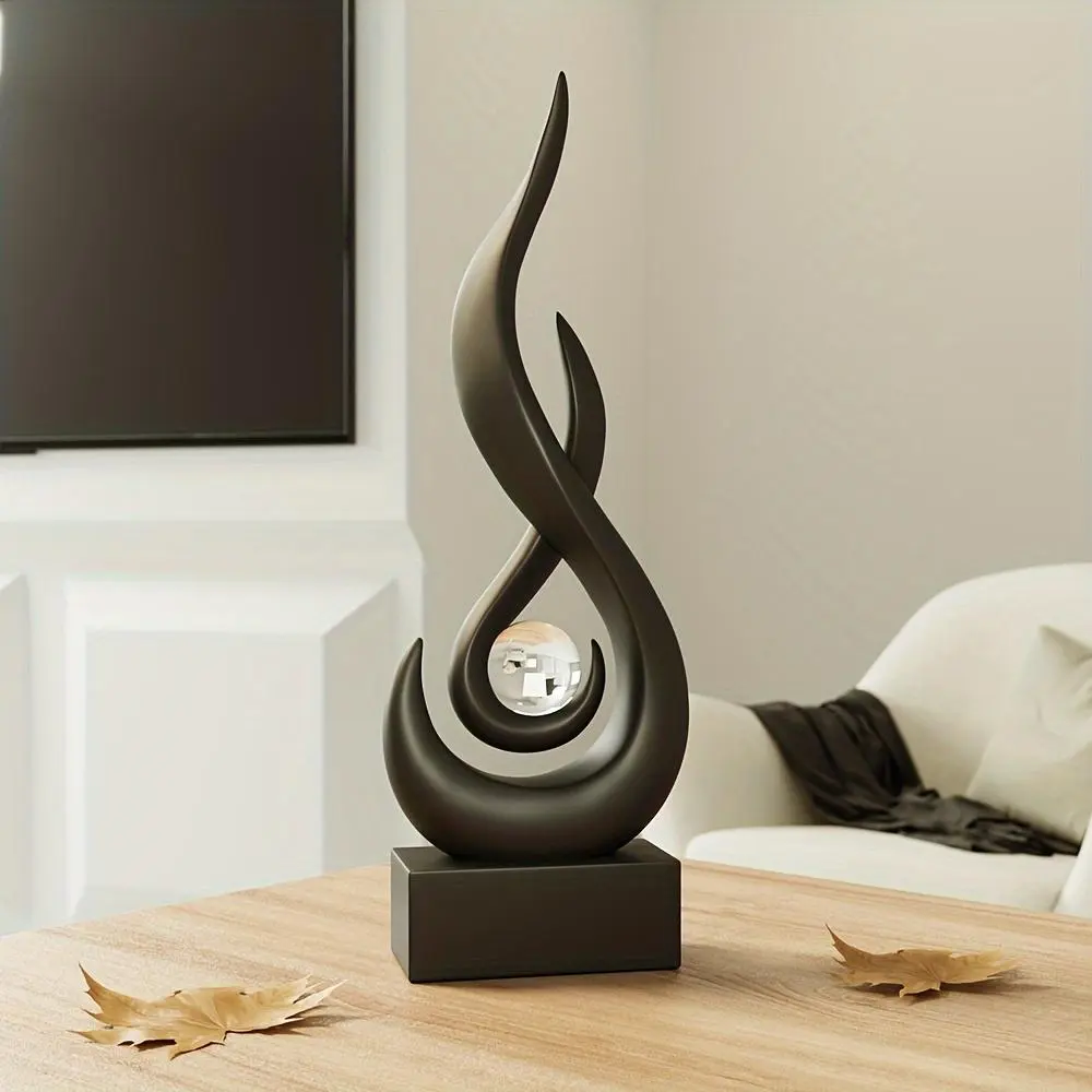 Abstract Fire Design Resin Ornament, Decorative Piece, Resin Statue, Sculpture, 1 Count Artistic Modern Art Home Decor, Desktop Decoration, Desktop Figurine for Living Room, Office, Home Decor Supplies