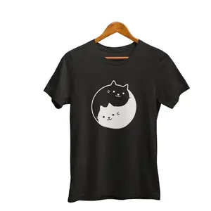 Yin Yang Cat Graphic Tee T-shirt - Unisex Streetwear Sport Style, Vintage Baseball Shirt, Gift for Women, Gift for Men