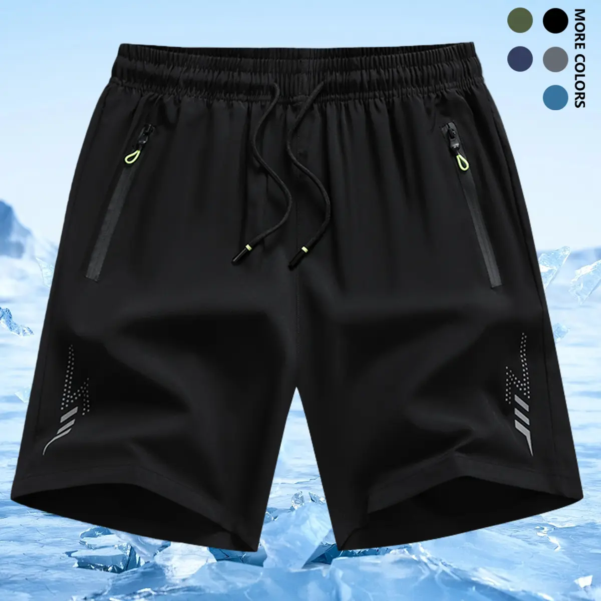 Men's Casual Quick-Dry Shorts with Zip Pockets and Adjustable Stretch Waistband, Cool Lightweight for Summer Gym Fitness, Adjustable Stretch Men's Shorts, Cool Lightweight Men's Shorts