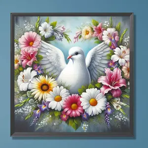 Bird & Flower Pattern DIY Diamond Art Painting Without Frame, DIY 5D Diamond Arts Painting Kit, Wall Art Decor For Home Living Room Bedroom