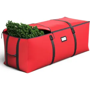 7.5Ft Christmas Tree Storage Bag, Fits up to 7.5Ft Artificial Xmas Trees, with Double Zipper & Buckle Straps, Easy Carry Handles, 600D Oxford Fabric Waterproof Dustproof (Red)