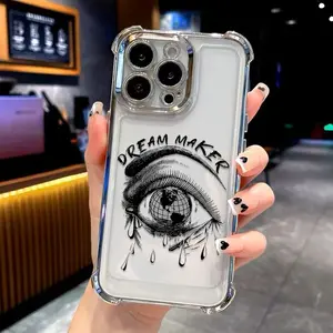 Eye With Earth And Tears Phone Case The Bold Text "Dream Maker" Four-Corner Shockproof Phone Case And Rugged Electroplated Bumpers Made Of Durable Hard Shell And Soft TPU For Full Protection For iPhone 17/16/15/14/13/12/11 X Xs Pro Max