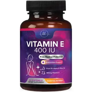 E Vitamin for Women and Men - 180 mg (400 IU) dl-Alpha - Powerful Antioxidant Dietary Supplement - Hair, Skin, & Immune Health Support Healthcare Edible Fitness