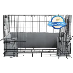 Crate Bumper with Ties - Soft Crate Accessory (Do Not Include Cage) (Dark Grey, 36"x22")