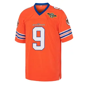 The WaterBoy Jersey Bobby Boucher #9 Adam Sandler Movie Mud Dogs Bourbon Bowl Football Embroidery White Black Orange