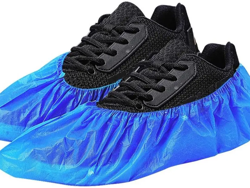 Disposable Plastic Shoe Covers, 100-Pack (50 Pairs) - Waterproof, Non-Slip Home Dust & Floor Protection Boot Covers, Blue