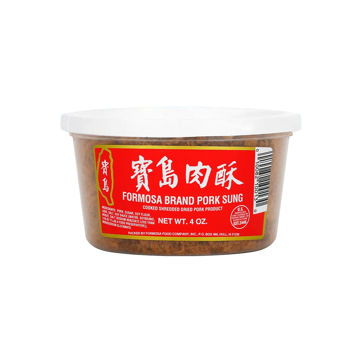 Formosa Brand Pork Sung BAO Pork Meat Floss - Cooked Dried Pork, - Cooked, Shredded, Dried Pork, 4oz Formosa Brand Pork Sung BAO Pork Meat Floss - Cooked Dried Pork, - Cooked, Shredded, Dried Pork, 4oz