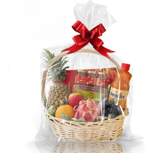 Clear  Bags 5 count 24x30 Inches Large Cellophane Wrap for  Baskets Wrapping Plastic with Ties for  Giving, Packaging Products